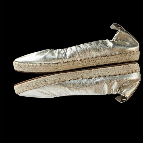 Cole Haan Platinum Gold Leather Espadrille Flats Size 9B Grand 360 New With Tags - Picture 8 of 11